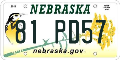 NE license plate 81PD57
