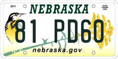 NE license plate 81PD60