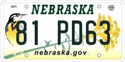 NE license plate 81PD63