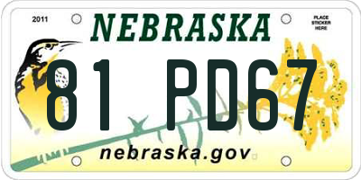 NE license plate 81PD67