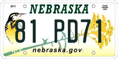NE license plate 81PD71