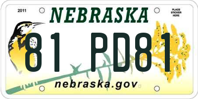 NE license plate 81PD81