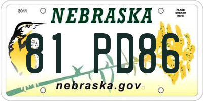 NE license plate 81PD86