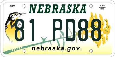 NE license plate 81PD88