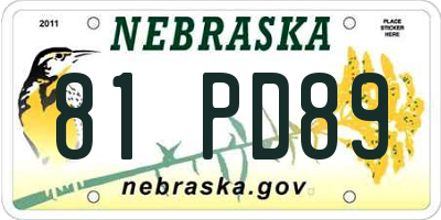 NE license plate 81PD89