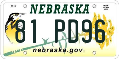 NE license plate 81PD96
