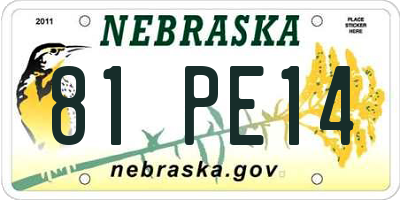 NE license plate 81PE14