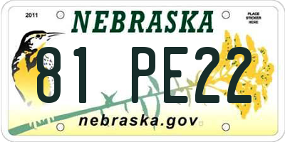 NE license plate 81PE22