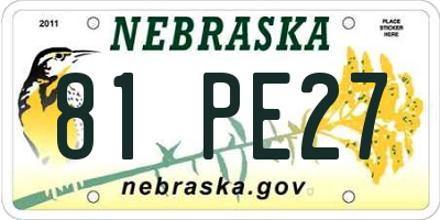 NE license plate 81PE27