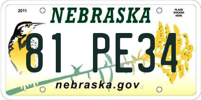 NE license plate 81PE34