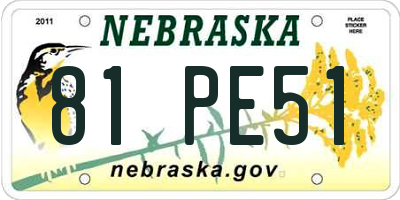 NE license plate 81PE51
