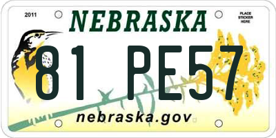 NE license plate 81PE57