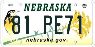 NE license plate 81PE71