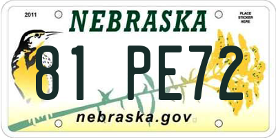 NE license plate 81PE72