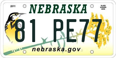 NE license plate 81PE77