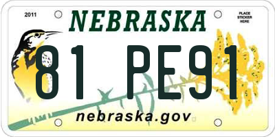 NE license plate 81PE91