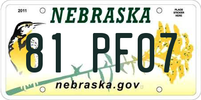 NE license plate 81PF07