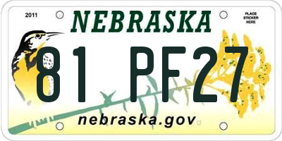 NE license plate 81PF27