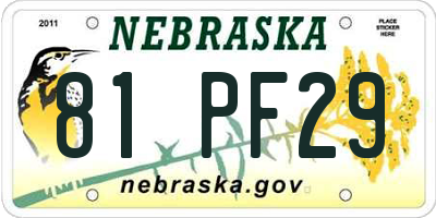 NE license plate 81PF29
