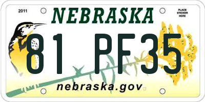 NE license plate 81PF35