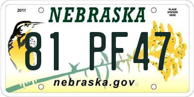 NE license plate 81PF47