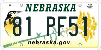 NE license plate 81PF51