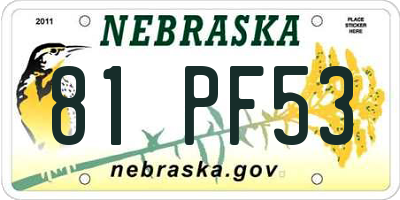 NE license plate 81PF53