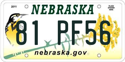 NE license plate 81PF56