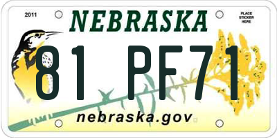 NE license plate 81PF71