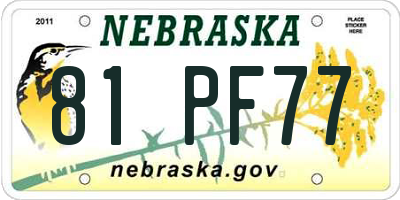 NE license plate 81PF77