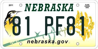 NE license plate 81PF81