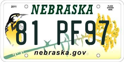 NE license plate 81PF97