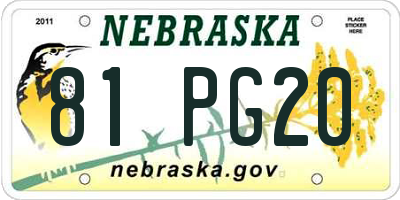 NE license plate 81PG20