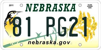 NE license plate 81PG21