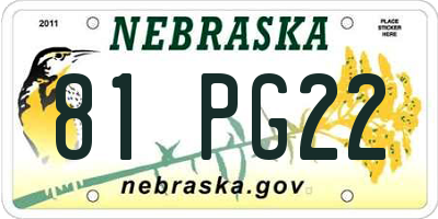 NE license plate 81PG22