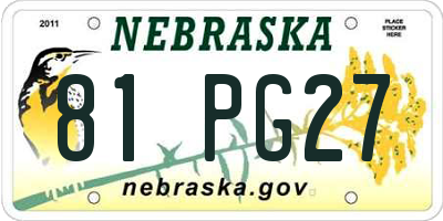 NE license plate 81PG27