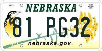 NE license plate 81PG32