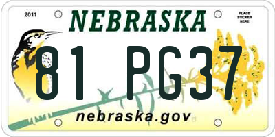 NE license plate 81PG37