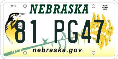 NE license plate 81PG47