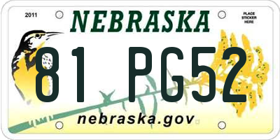 NE license plate 81PG52
