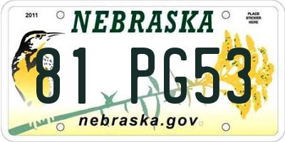 NE license plate 81PG53