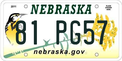 NE license plate 81PG57