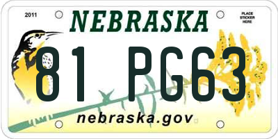 NE license plate 81PG63