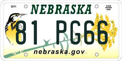 NE license plate 81PG66