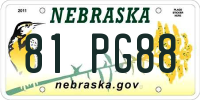NE license plate 81PG88