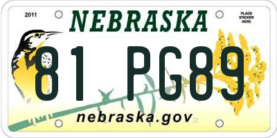 NE license plate 81PG89