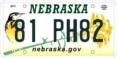 NE license plate 81PH82