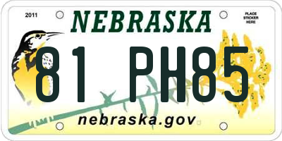 NE license plate 81PH85