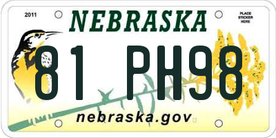 NE license plate 81PH98