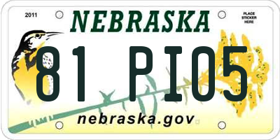 NE license plate 81PI05